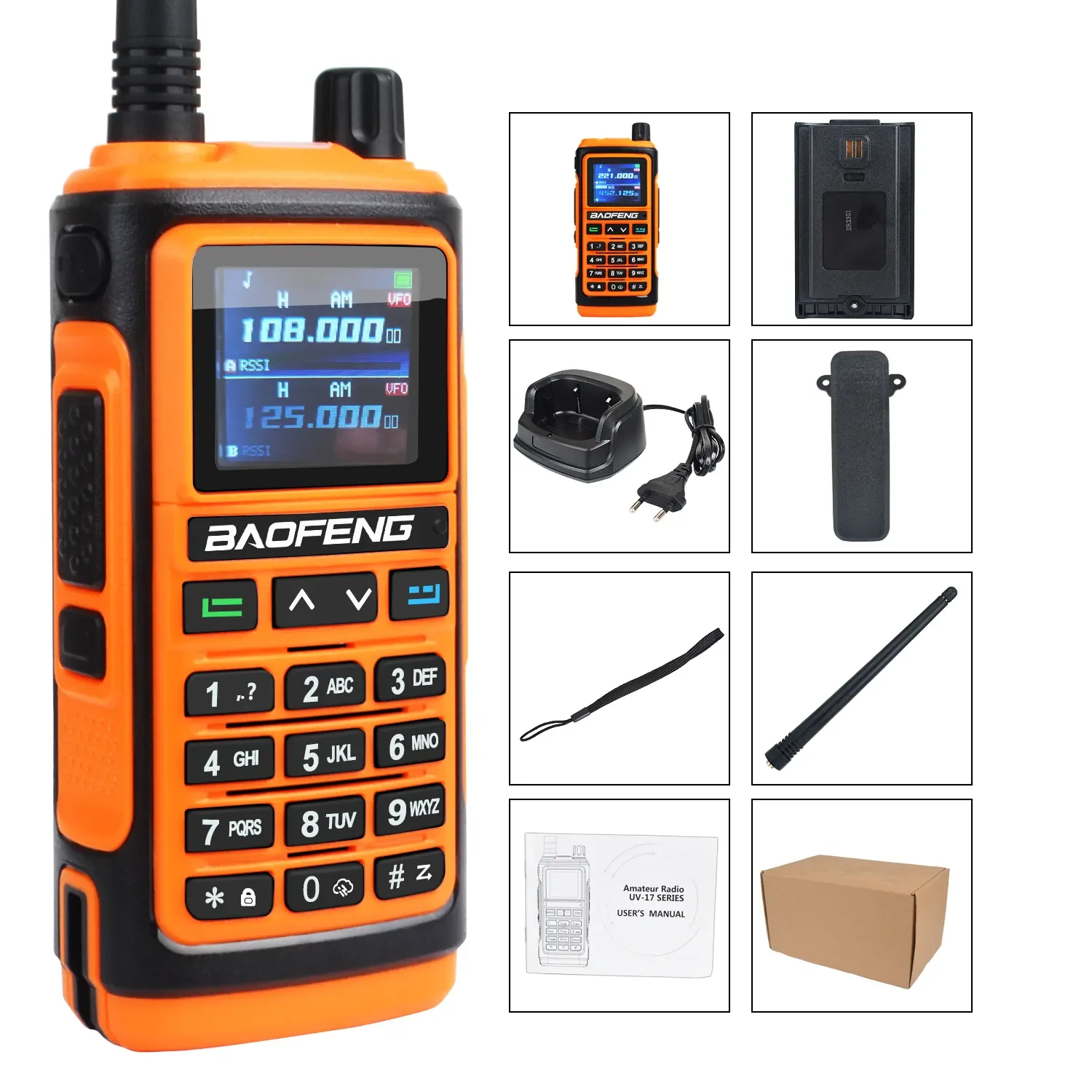 Baofeng UV-17Pro GPS של מכשיר קשר 108-130MHz אוויר בלהקת VHF UHF 200-260MHz 350-355MHz רדיו FM שש להקות תדר להעתיק עמיד למים - 5