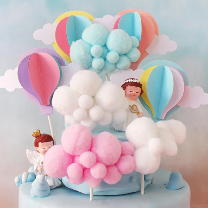 HUHULE קרן לקשט עוגה בענן בלון עליונית עוגת קרן הקאפקייקס טופר מסיבת יום הולדת עיצוב מקלחת תינוק - 5