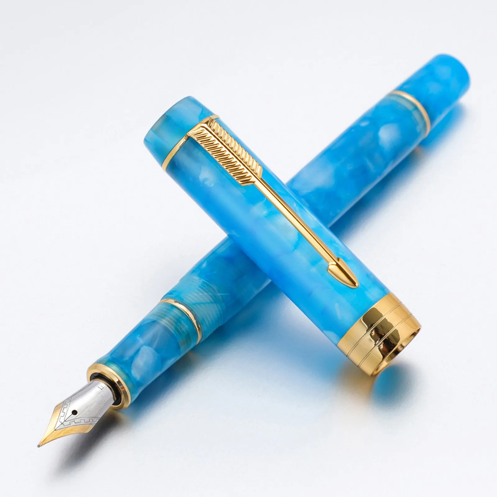 Jinhao 100 הקטן יובל שרף עט נובע F החוד עט דיו עם ממיר הספר כתיבה עסקית מתנות עטים - 5