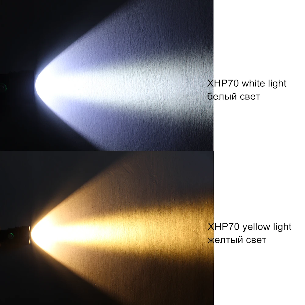 XHP70 LED פנס צלילה עמיד למים פנס לפיד לבן, אור צהוב, לצוד lanterna +26650 סוללה +מטען - 5