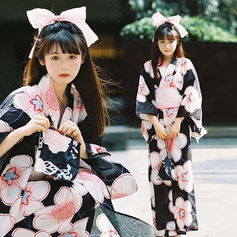 אופנה לאומי מגמות נשים סקסי קימונו יאקאטה עם אובי חידוש שמלת ערב יפנית Cosplay תלבושות קימונו פרחונית לנשים - 5