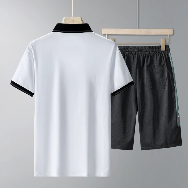 חדש שרוול קצר חולצת פולו קצרים סט של גברים פולו אופנה מזדמן שוחרר לחופשי חליפות לגברים אופנת רחוב בגדי גברים 2023 הקיץ - 5