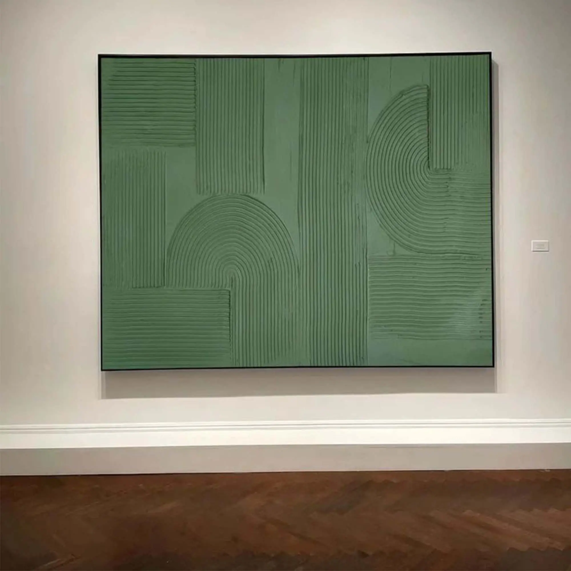 מצוירים ביד מינימליסטי אמנות קיר ירוק 3D מרקם קו ציור אקריליק על בד קישוטי בית מותאם אישית עיצוב חדר פוסטרים - 5