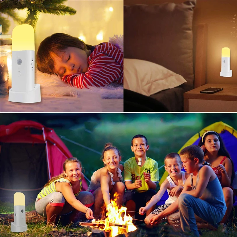 נטענת ניתן לעמעום אור LED,ניידת תנועה מופעל מנורת לילה לילדים - 5