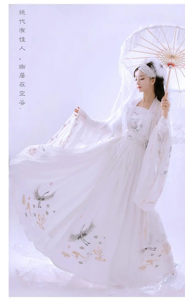 סינית עתיקה Hanfu נשים תעשייה כבדה רקמה כפול עם חזה אורך מותן Ru חצאית 6m נדנדה גדולה שרוול החולצה Perfor - 5