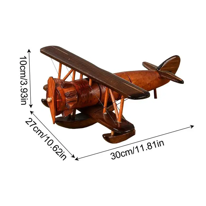 עץ כלי טיס עץ, מטוסים דגם נייד של המטוס וינטג קישוט שולחן העבודה מטוס דגם מתנת יום הולדת עבור פעוט, - 5