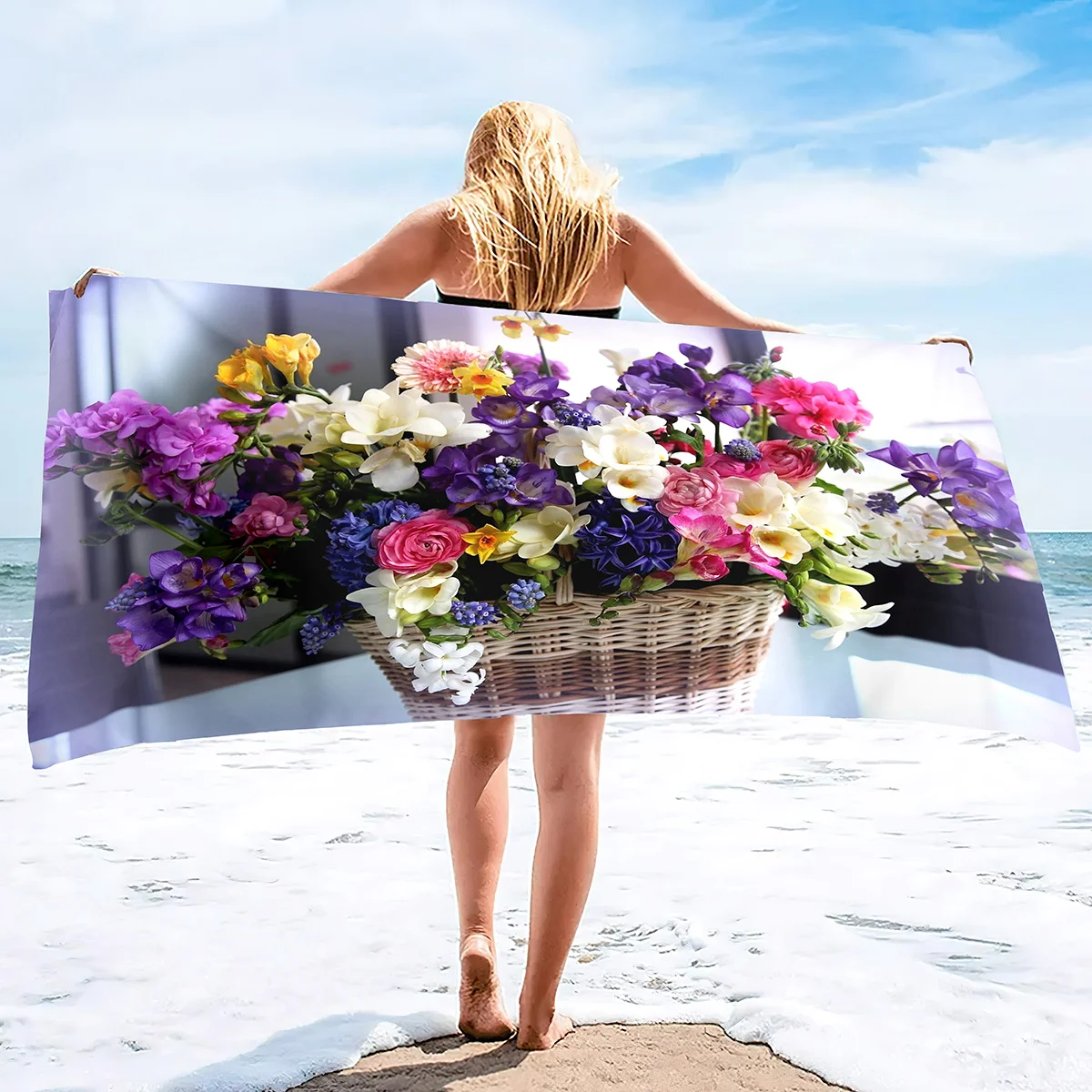 פרחים גדולים מיקרופייבר מגבות חוף סופר סופג חול חופשי מגבות יבש מהיר קל משקל מיקרופייבר הוואי בריכה מגבות - 5
