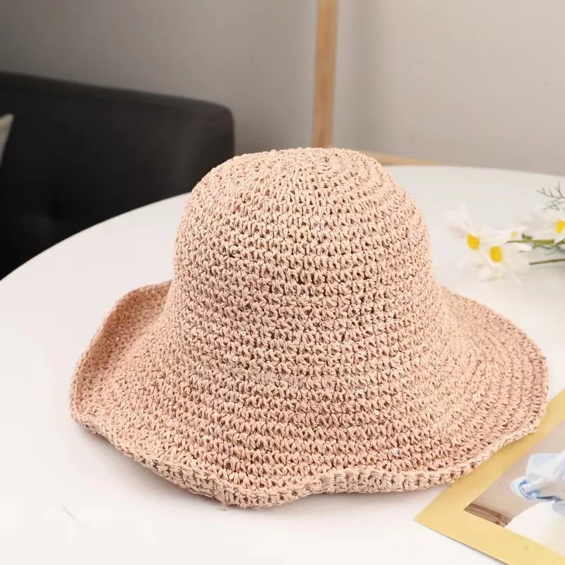 קיפול כובע קש נשים קיץ יציאה מגן השמש חג כובע מגניב חוף הים חוף כובע הגאות כובעי הקיץ דלי כובע לנשים חדש - 5