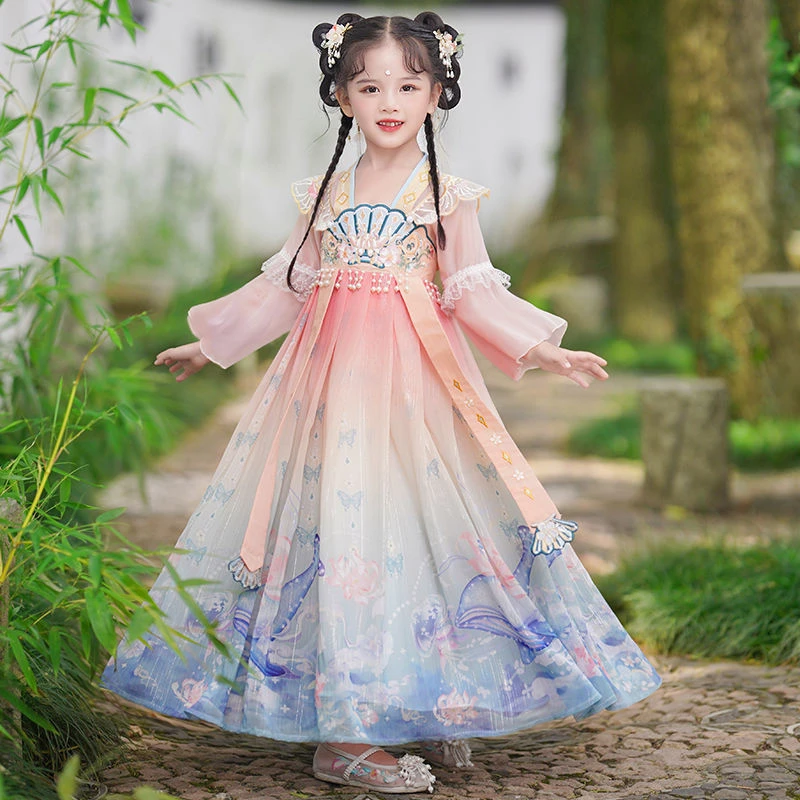רקמה הסינית האן-פו נסיכה פרח בנות שמלת מסיבת חתונה שמלות ערב בנות חג המולד vestido שמלה מהודרת - 5